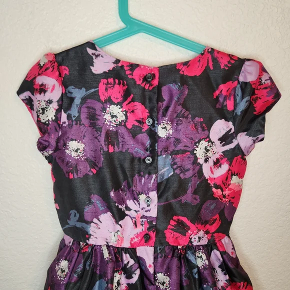 Gymboree Dressed Up Girl’s Black Pink Purple Florals Dress Size 8 sundress - Picture 13 of 15
